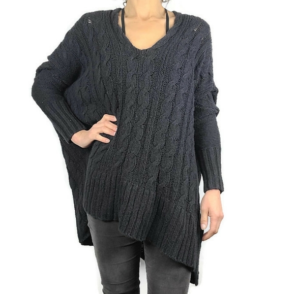 Free People Cable Knit Sweater Poncho Medium - Picture 6 of 9